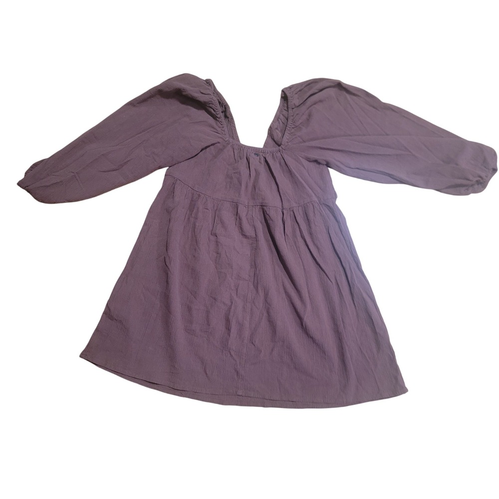 Billabong Brown Long Sleeve Puff Sleeve Smocked Neck Mini Dress M - Picture 4 of 5